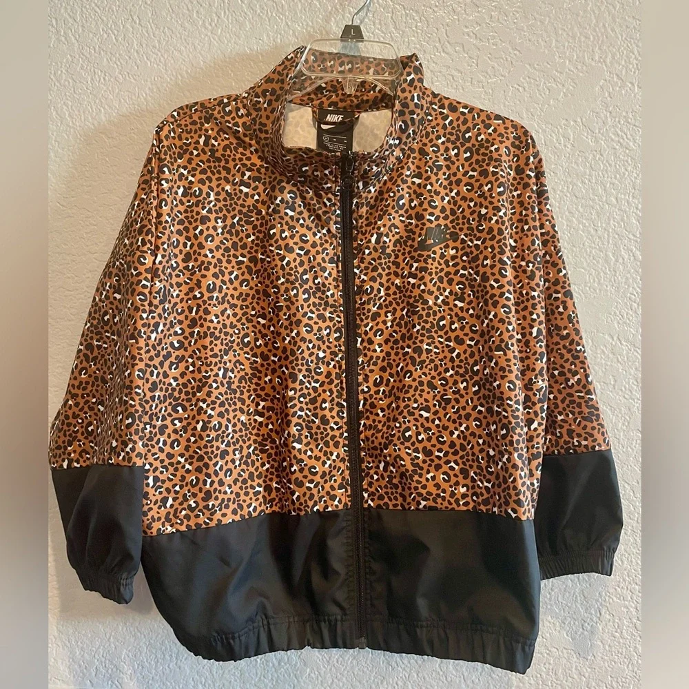 Nike Sportswear NSW Women's Full Zip Woven Jacket windbreaker Leopard size Med - Picture 1 of 5